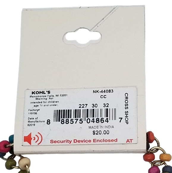 SO BRAND NWT MULTICOLORED WOOD BEAD CHAIN NECKLACE - Picture 4 of 6